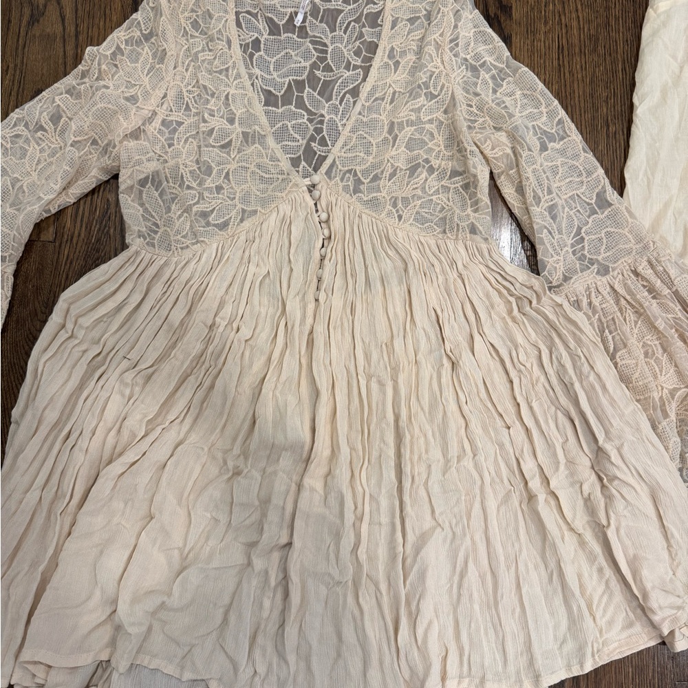 Free People Cream Lace Mini Dress - Picture 3 of 9